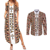 Personalized  Ethiopian Tewahedo Angel Orthodox Couples Matching Summer Maxi Dress and Long Sleeve Button Shirt
