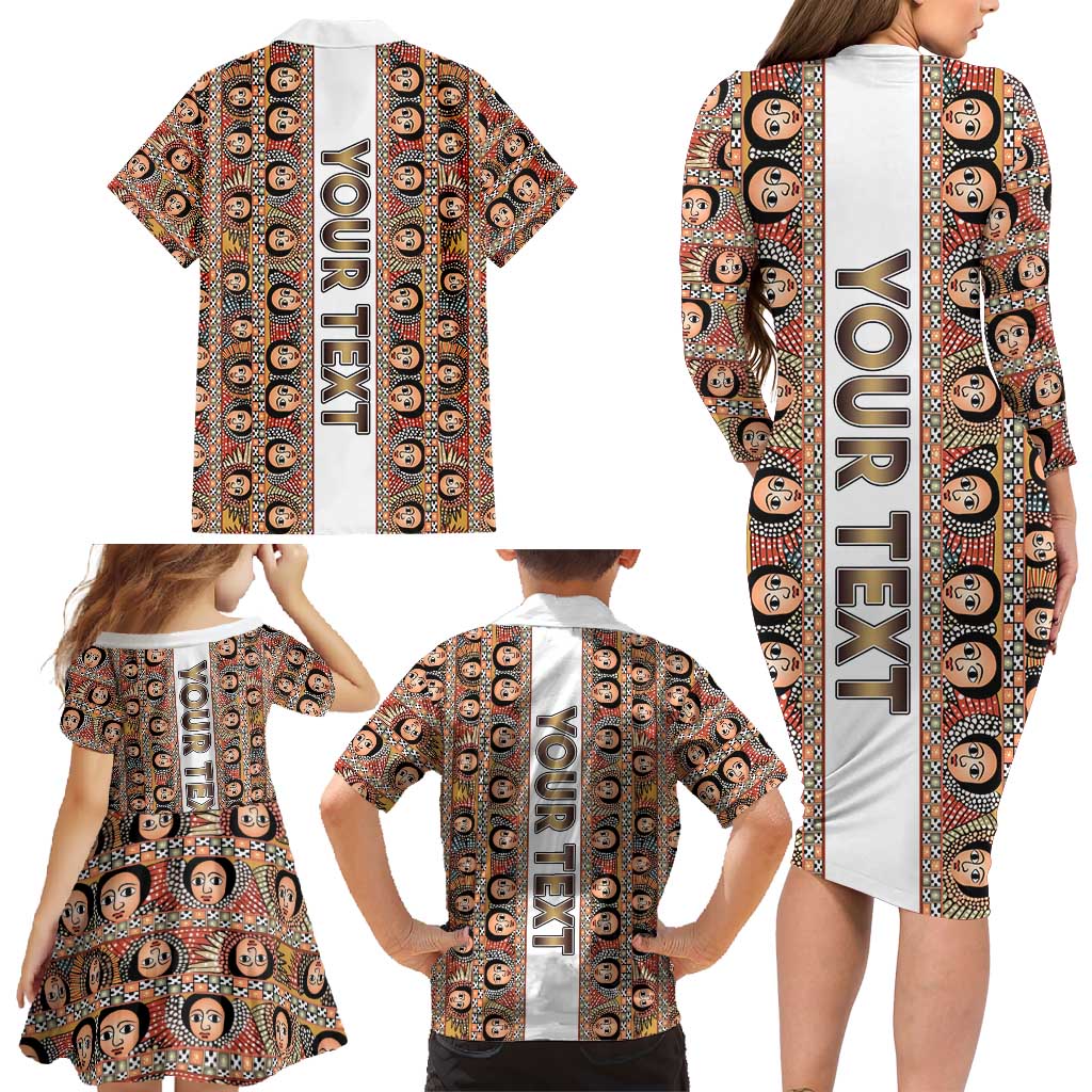 Personalized  Ethiopian Tewahedo Angel Orthodox Family Matching Long Sleeve Bodycon Dress and Hawaiian Shirt
