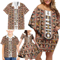 Personalized  Ethiopian Tewahedo Angel Orthodox Family Matching Off Shoulder Short Dress and Hawaiian Shirt