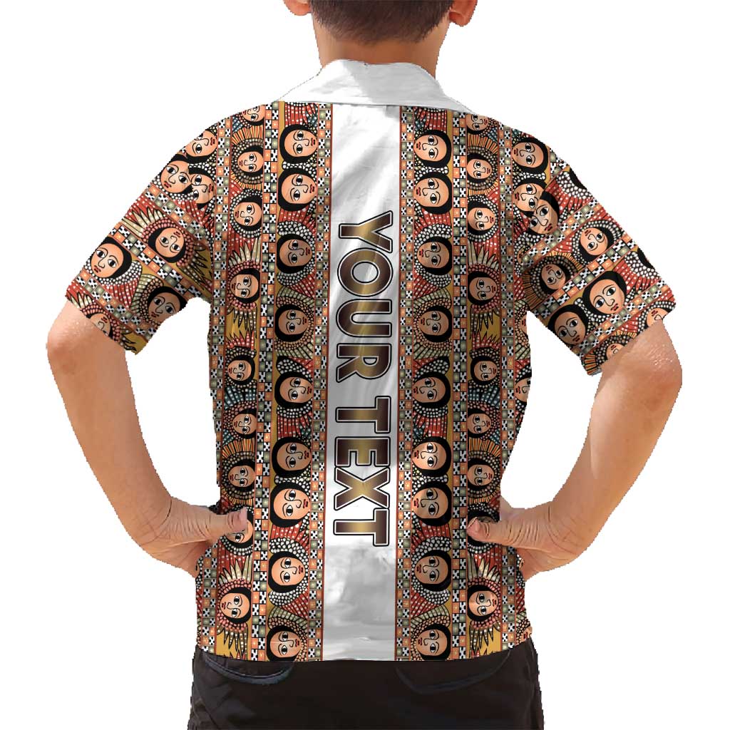 Personalized  Ethiopian Tewahedo Angel Orthodox Family Matching Puletasi and Hawaiian Shirt