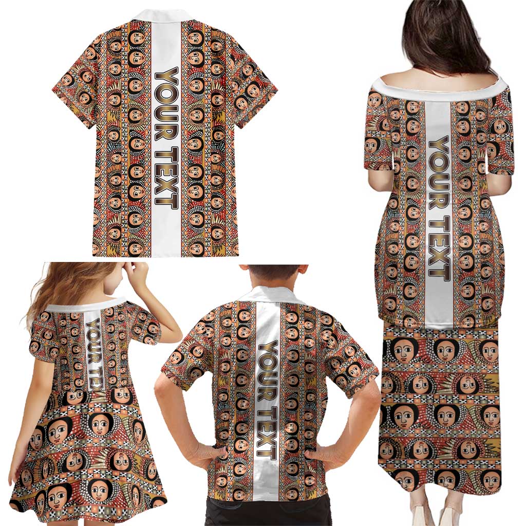 Personalized  Ethiopian Tewahedo Angel Orthodox Family Matching Puletasi and Hawaiian Shirt