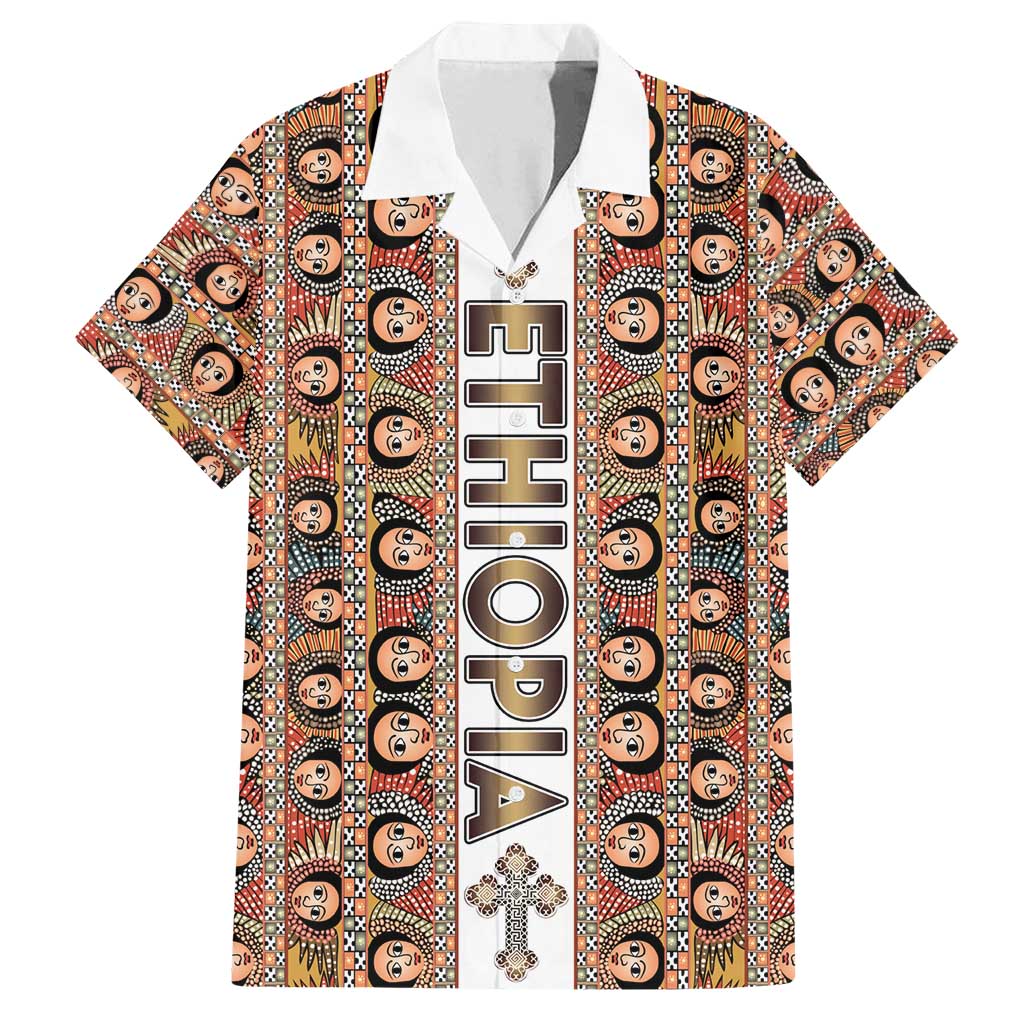 Personalized  Ethiopian Tewahedo Angel Orthodox Family Matching Puletasi and Hawaiian Shirt
