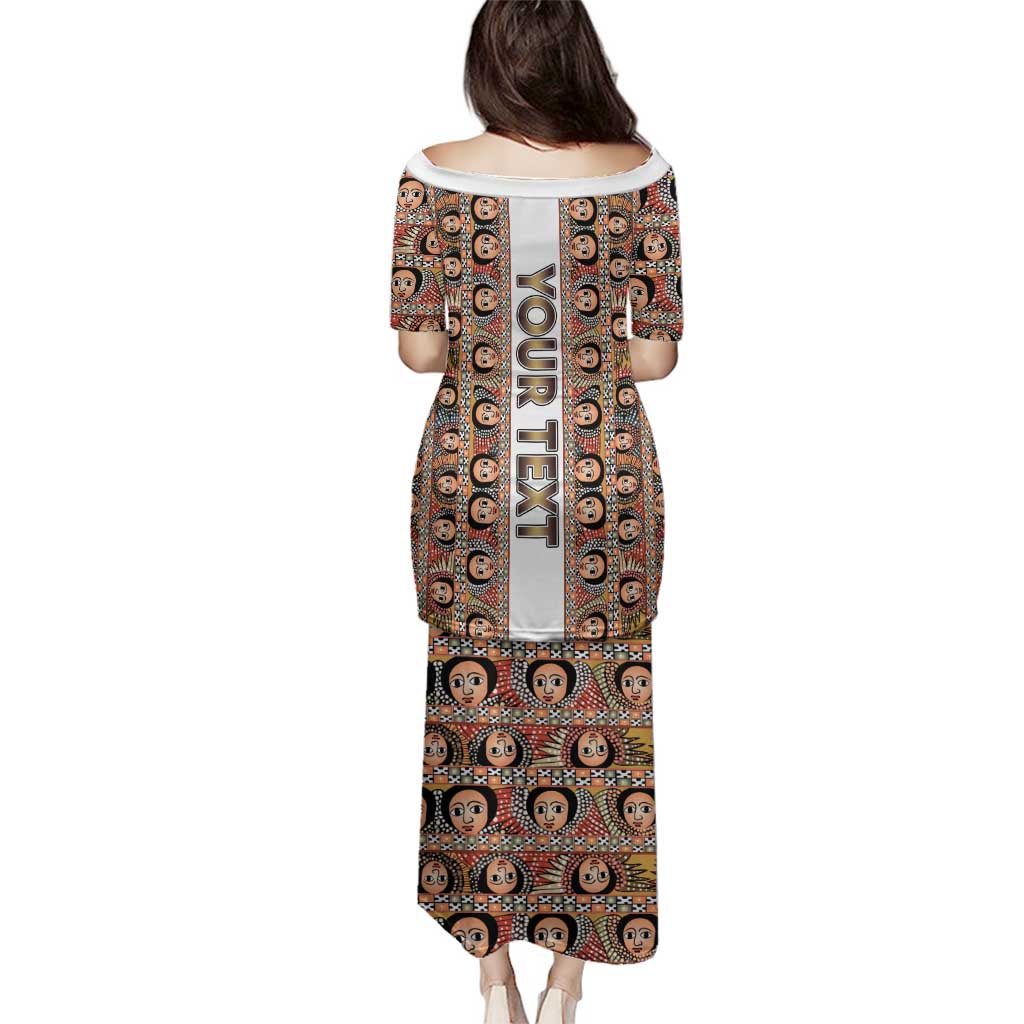 Personalized  Ethiopian Tewahedo Angel Orthodox Family Matching Puletasi and Hawaiian Shirt