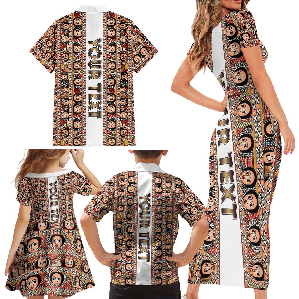 Personalized  Ethiopian Tewahedo Angel Orthodox Family Matching Short Sleeve Bodycon Dress and Hawaiian Shirt