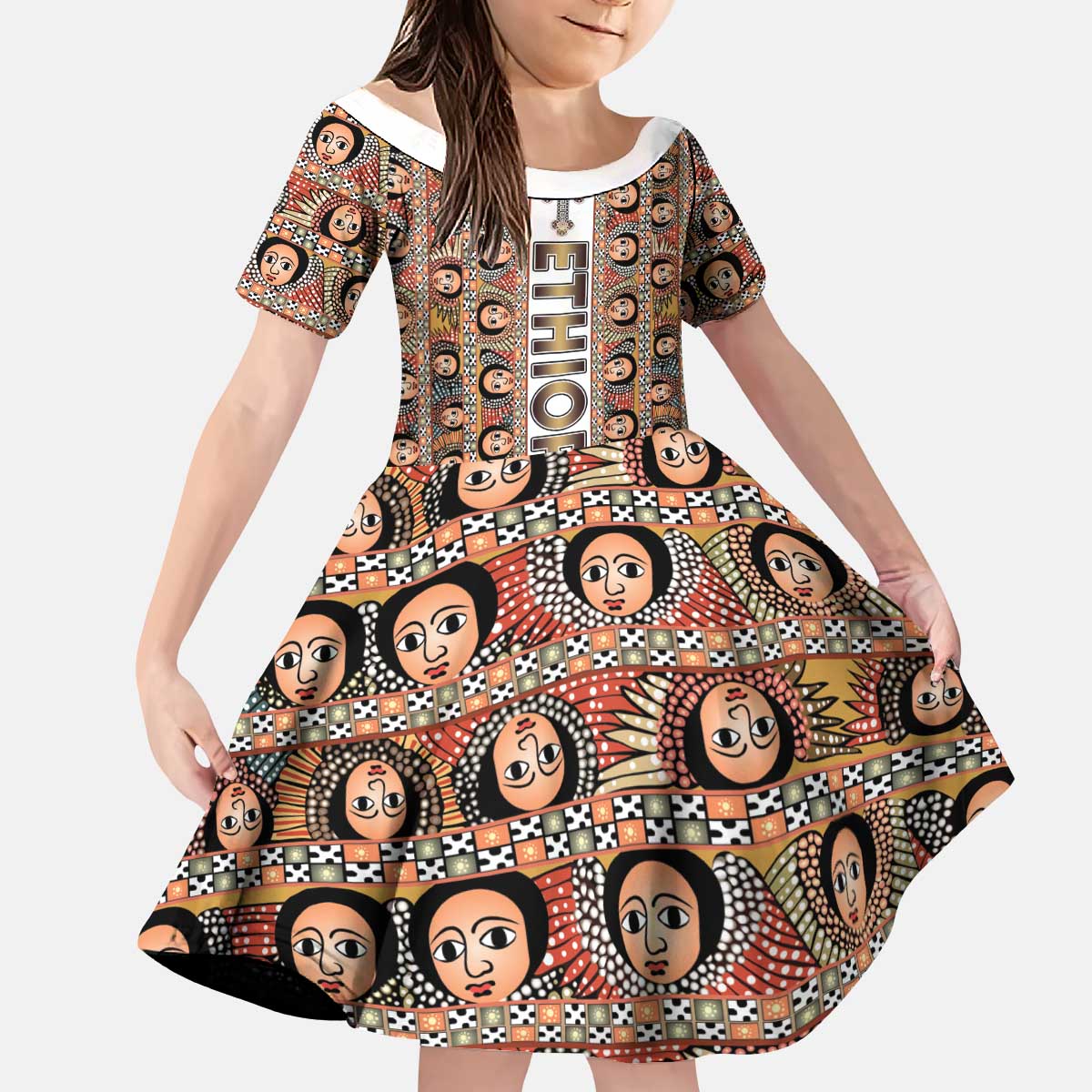 Personalized  Ethiopian Tewahedo Angel Orthodox Kid Short Sleeve Dress