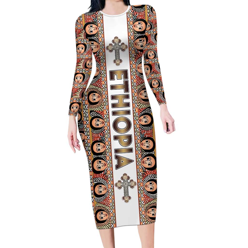 Personalized  Ethiopian Tewahedo Angel Orthodox Long Sleeve Bodycon Dress