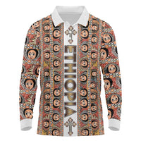 Personalized  Ethiopian Tewahedo Angel Orthodox Long Sleeve Polo Shirt