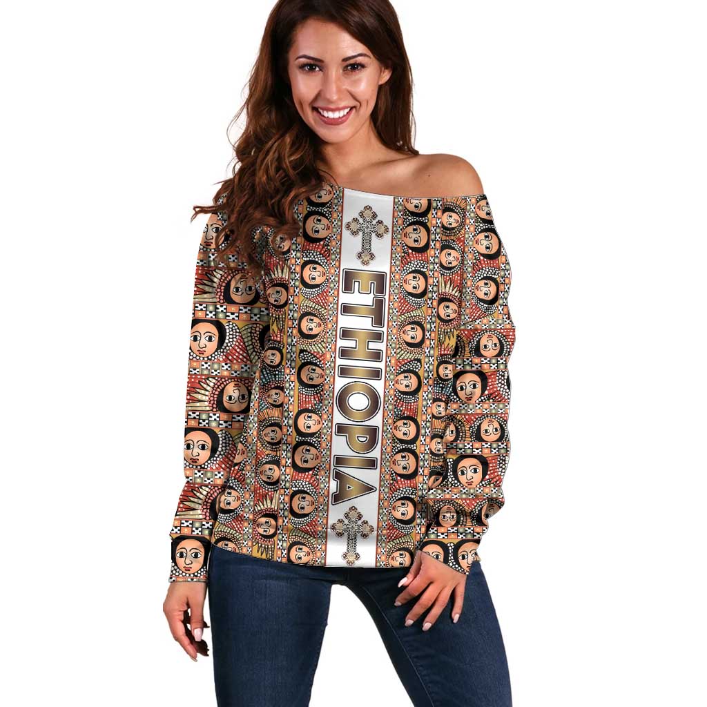 Personalized  Ethiopian Tewahedo Angel Orthodox Off Shoulder Sweater