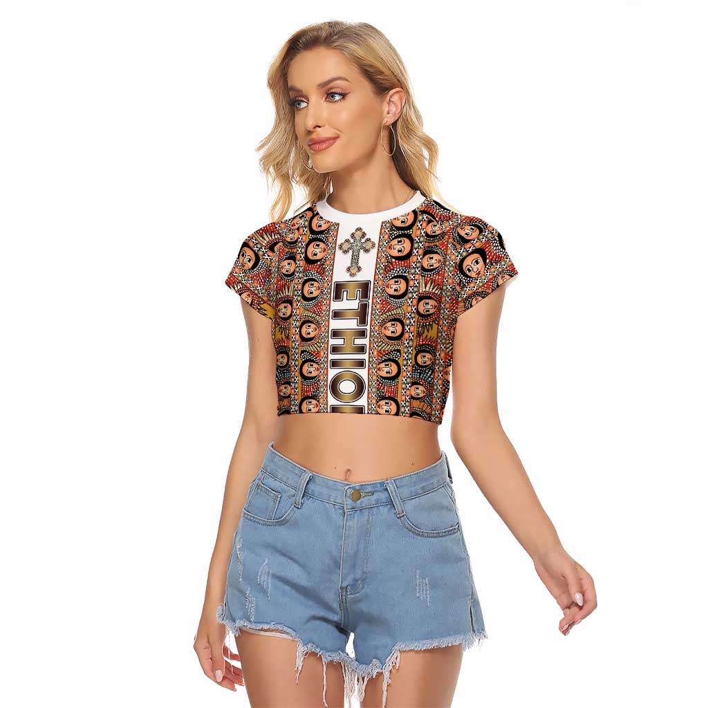 Personalized  Ethiopian Tewahedo Angel Orthodox Raglan Cropped T Shirt