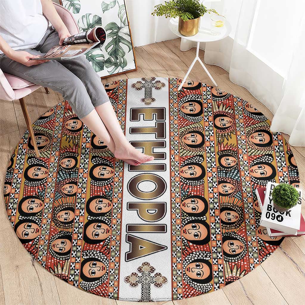 Ethiopian Tewahedo Angel Orthodox Round Carpet