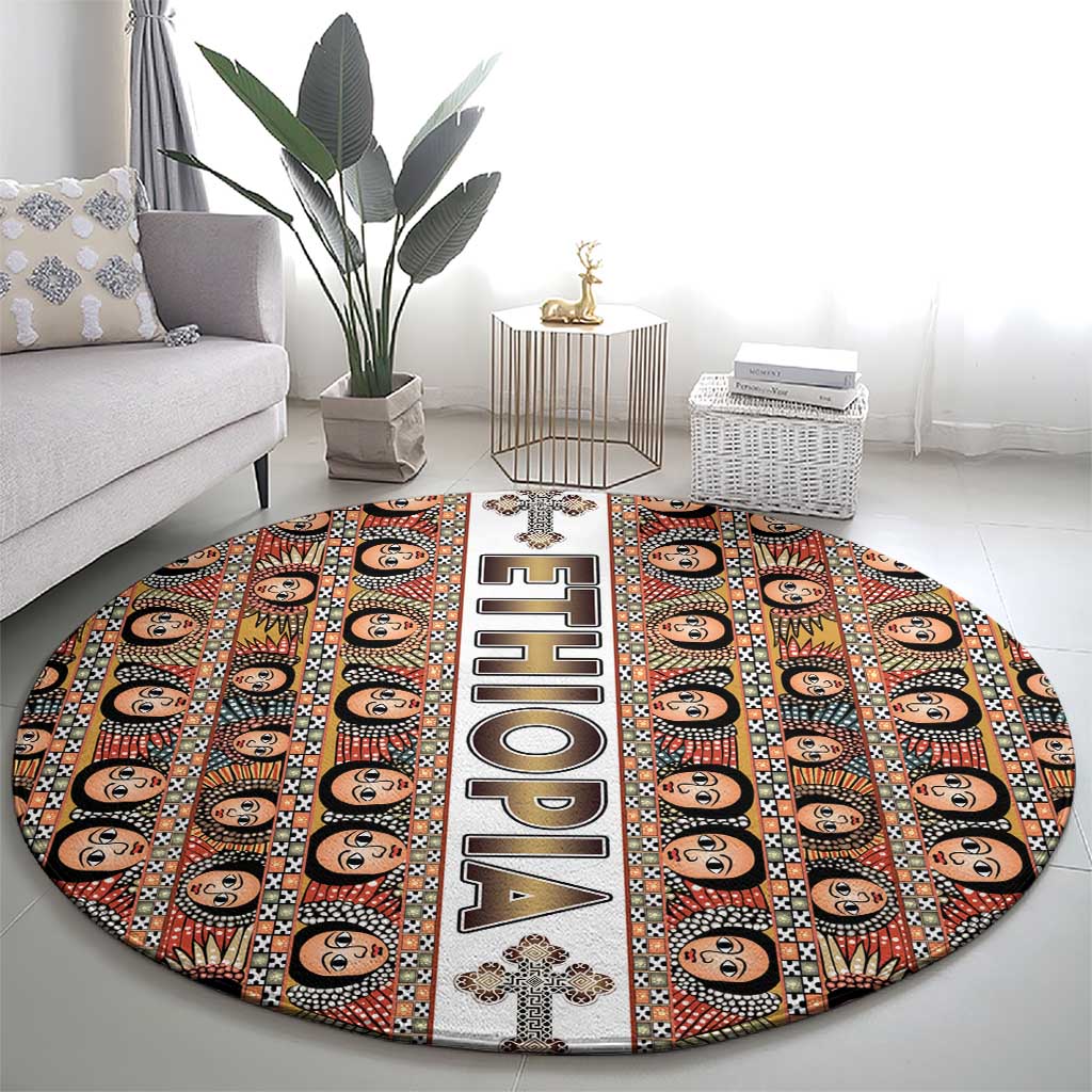 Ethiopian Tewahedo Angel Orthodox Round Carpet