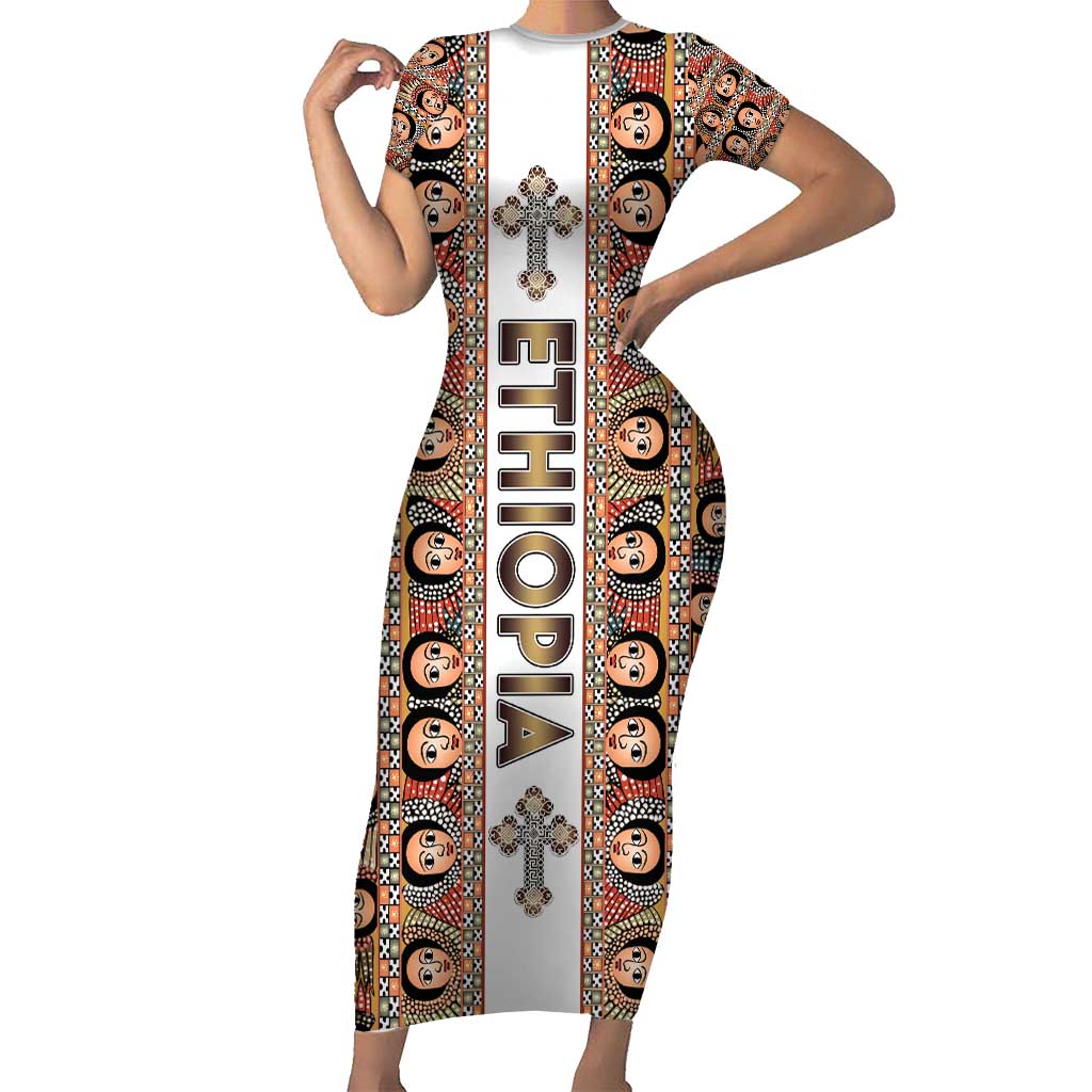 Personalized  Ethiopian Tewahedo Angel Orthodox Short Sleeve Bodycon Dress
