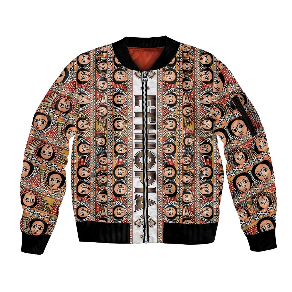 Personalized  Ethiopian Tewahedo Angel Orthodox Sleeve Zip Bomber Jacket