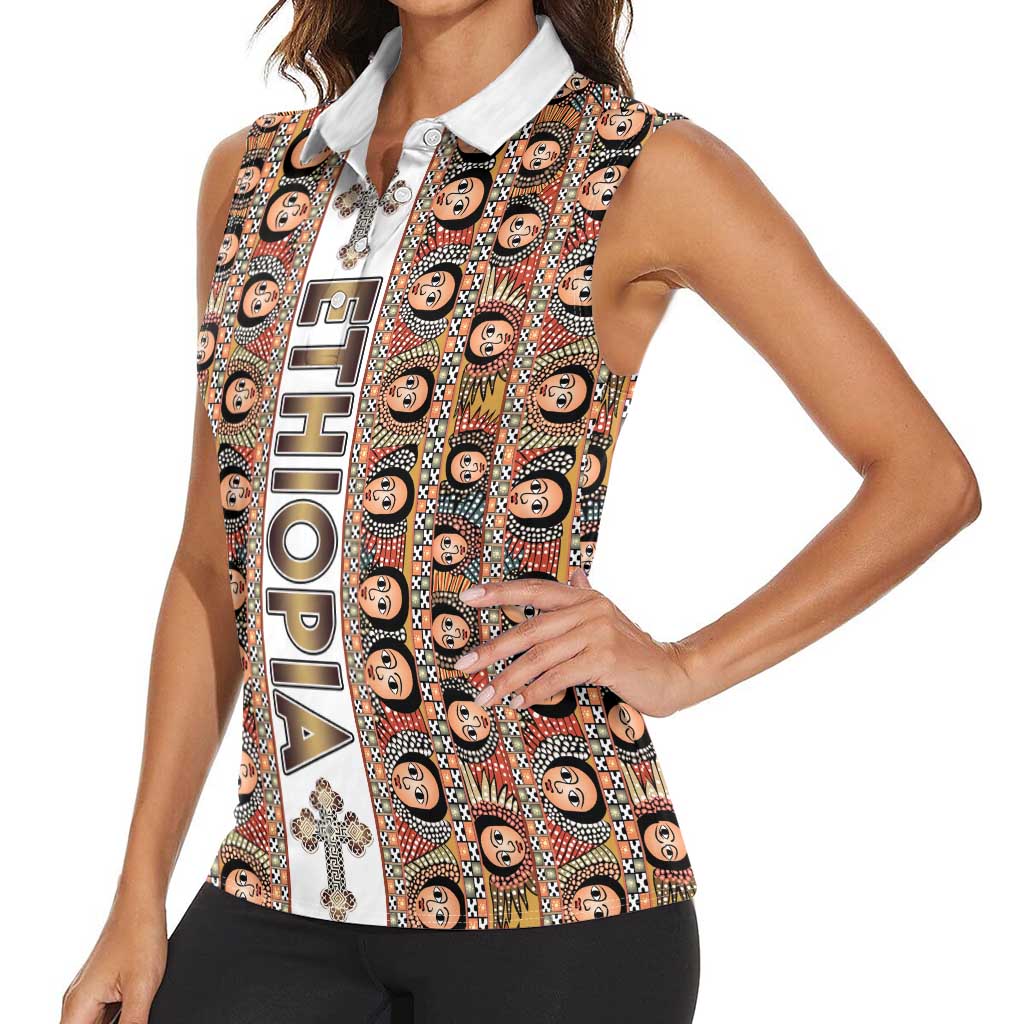 Personalized  Ethiopian Tewahedo Angel Orthodox Women Sleeveless Polo Shirt