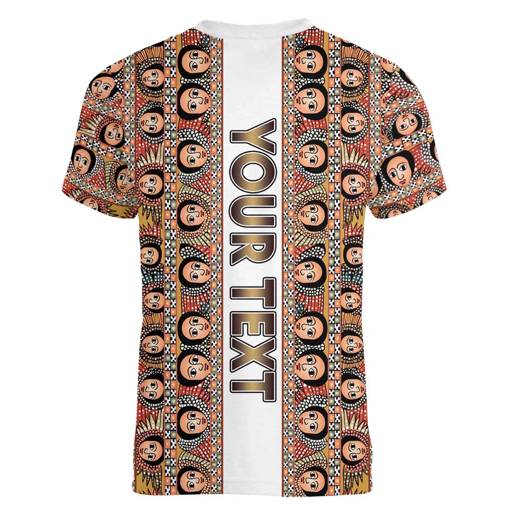 Personalized  Ethiopian Tewahedo Angel Orthodox Women V-Neck T-Shirt