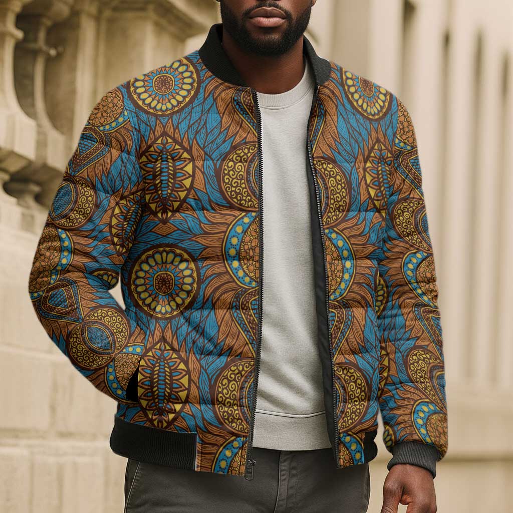 Tribal Earth African Ankara Pattern Bomber Puffer Jacket