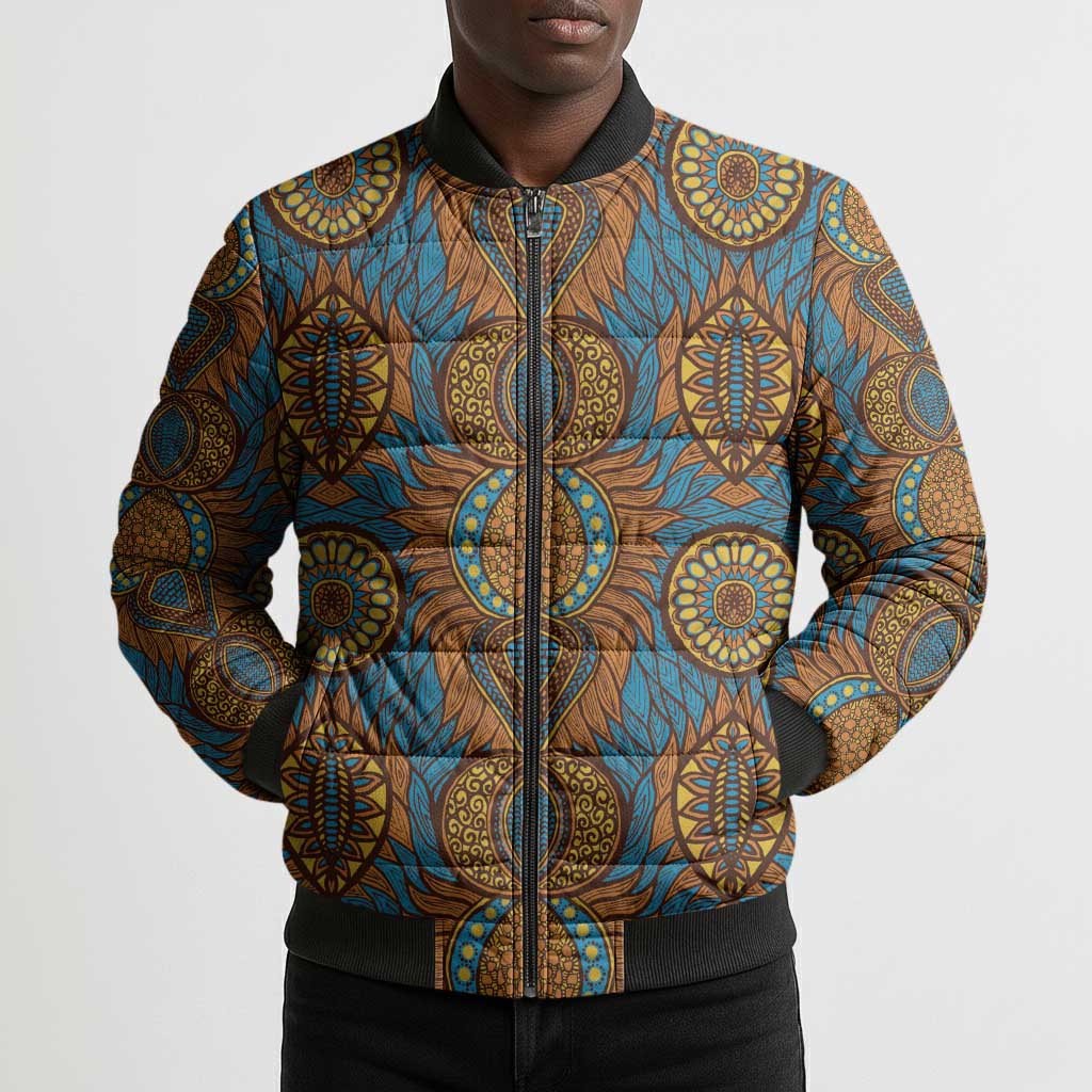 Tribal Earth African Ankara Pattern Bomber Puffer Jacket