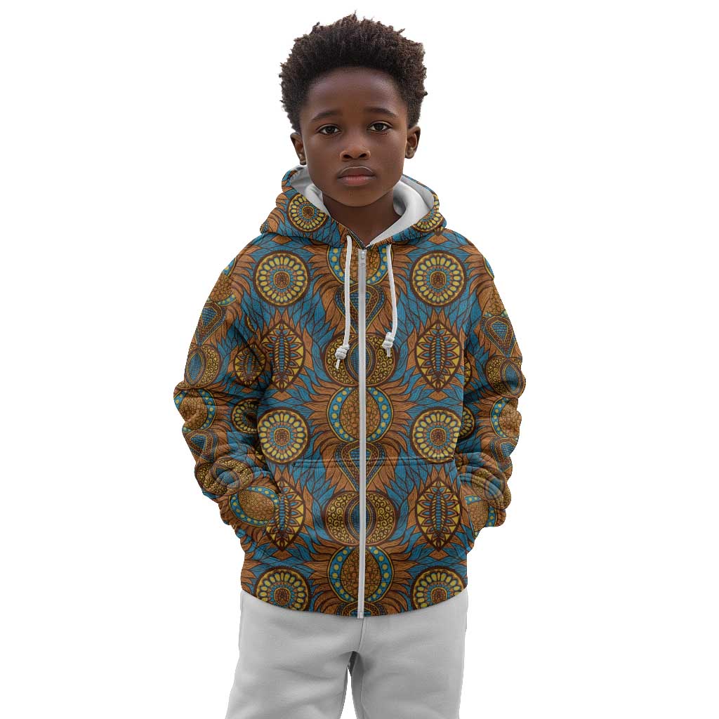 Tribal Earth African Ankara Pattern Kid Hoodie