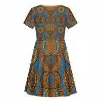 Tribal Earth African Ankara Pattern Kid Short Sleeve Dress
