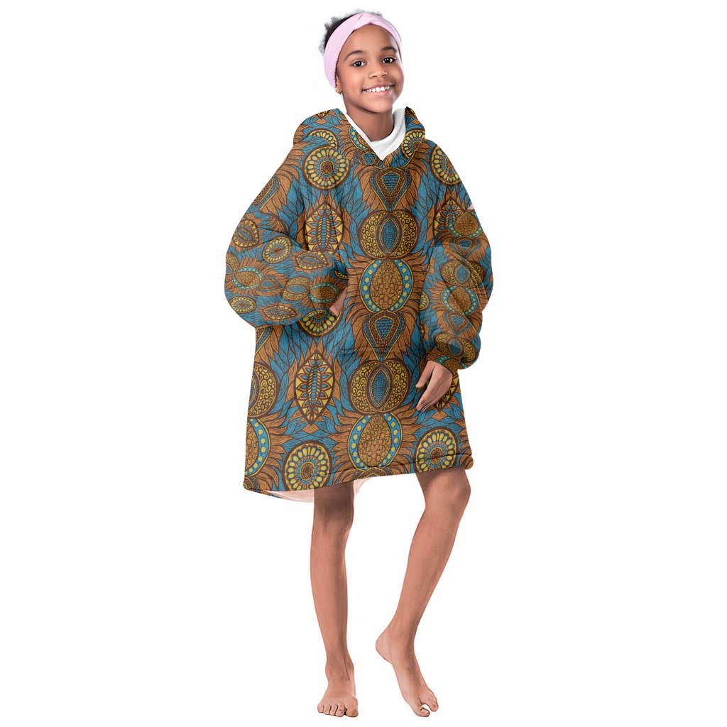 Tribal Earth African Ankara Pattern Kid Wearable Blanket Hoodie