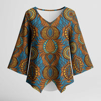 Tribal Earth African Ankara Pattern Kimono Sleeve Blouse