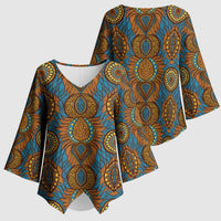 Tribal Earth African Ankara Pattern Kimono Sleeve Blouse