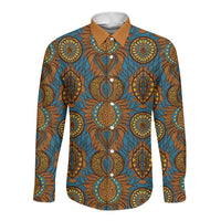 Tribal Earth African Ankara Pattern Long Sleeve Button Shirt