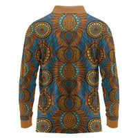 Tribal Earth African Ankara Pattern Long Sleeve Polo Shirt