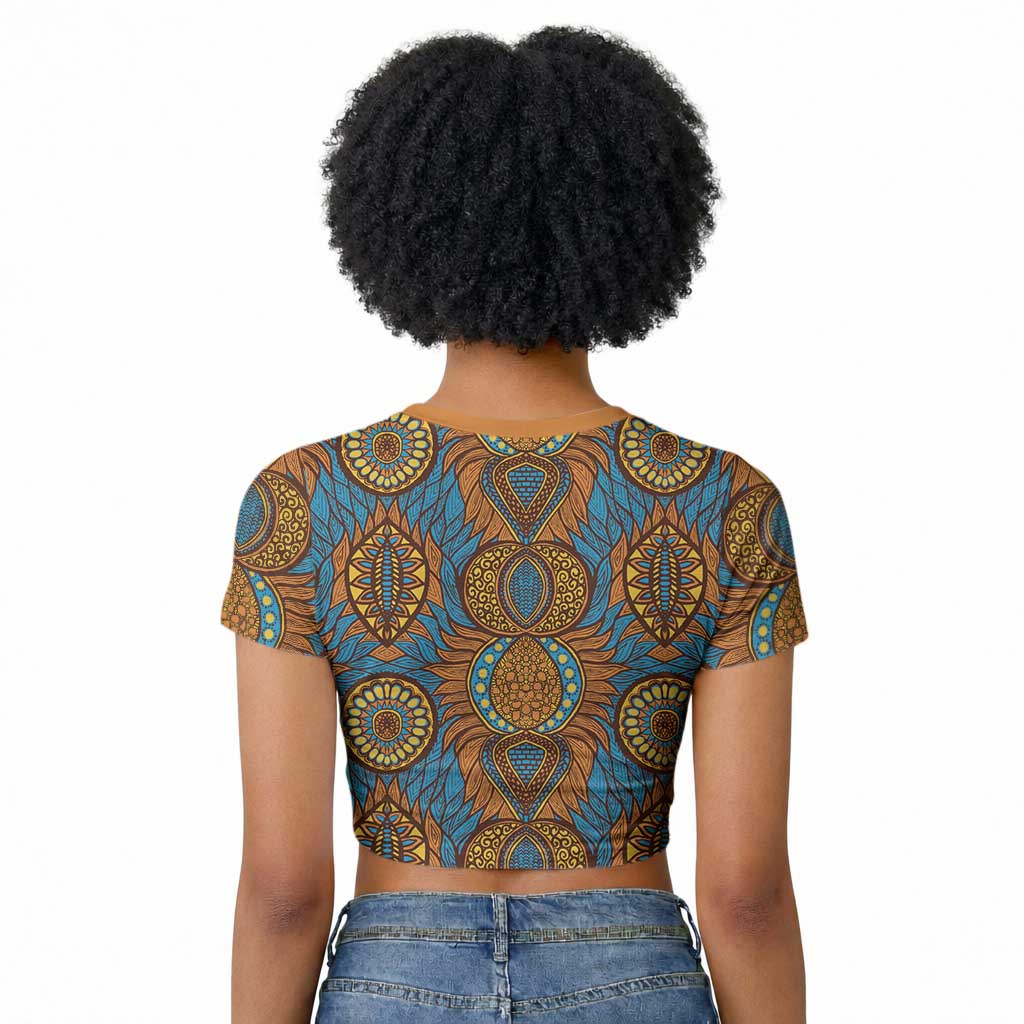 Tribal Earth African Ankara Pattern Raglan Cropped T shirt