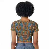 Tribal Earth African Ankara Pattern Raglan Cropped T shirt