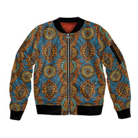 Tribal Earth African Ankara Pattern Sleeve Zip Bomber Jacket