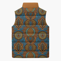 Tribal Earth African Ankara Pattern Sleeveless Puffer Jacket