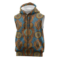 Tribal Earth African Ankara Pattern Sleeveless Zip Hoodie