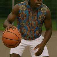 Tribal Earth African Ankara Pattern Sleeveless Zip Hoodie