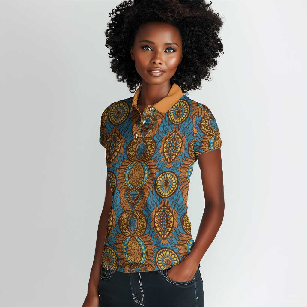 Tribal Earth African Ankara Pattern Women Polo Shirt