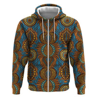 Tribal Earth African Ankara Pattern Zip Hoodie