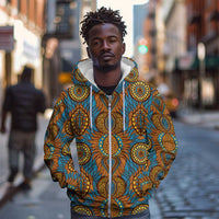 Tribal Earth African Ankara Pattern Zip Hoodie