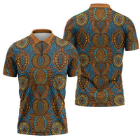 Tribal Earth African Ankara Pattern Zipper Polo Shirt