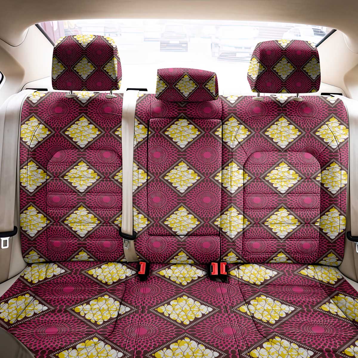 Ruby Gold African Ankara Pattern Back Car Seat Cover