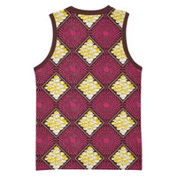 Ruby Gold African Ankara Pattern Basketball Jersey