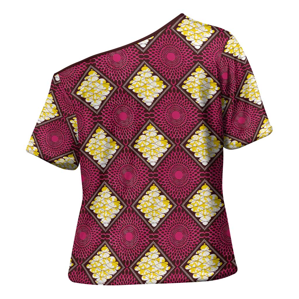 Ruby Gold African Ankara Pattern Cross Shoulder Shirt