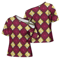 Ruby Gold African Ankara Pattern Cross Shoulder Shirt