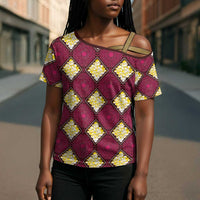 Ruby Gold African Ankara Pattern Cross Shoulder Shirt
