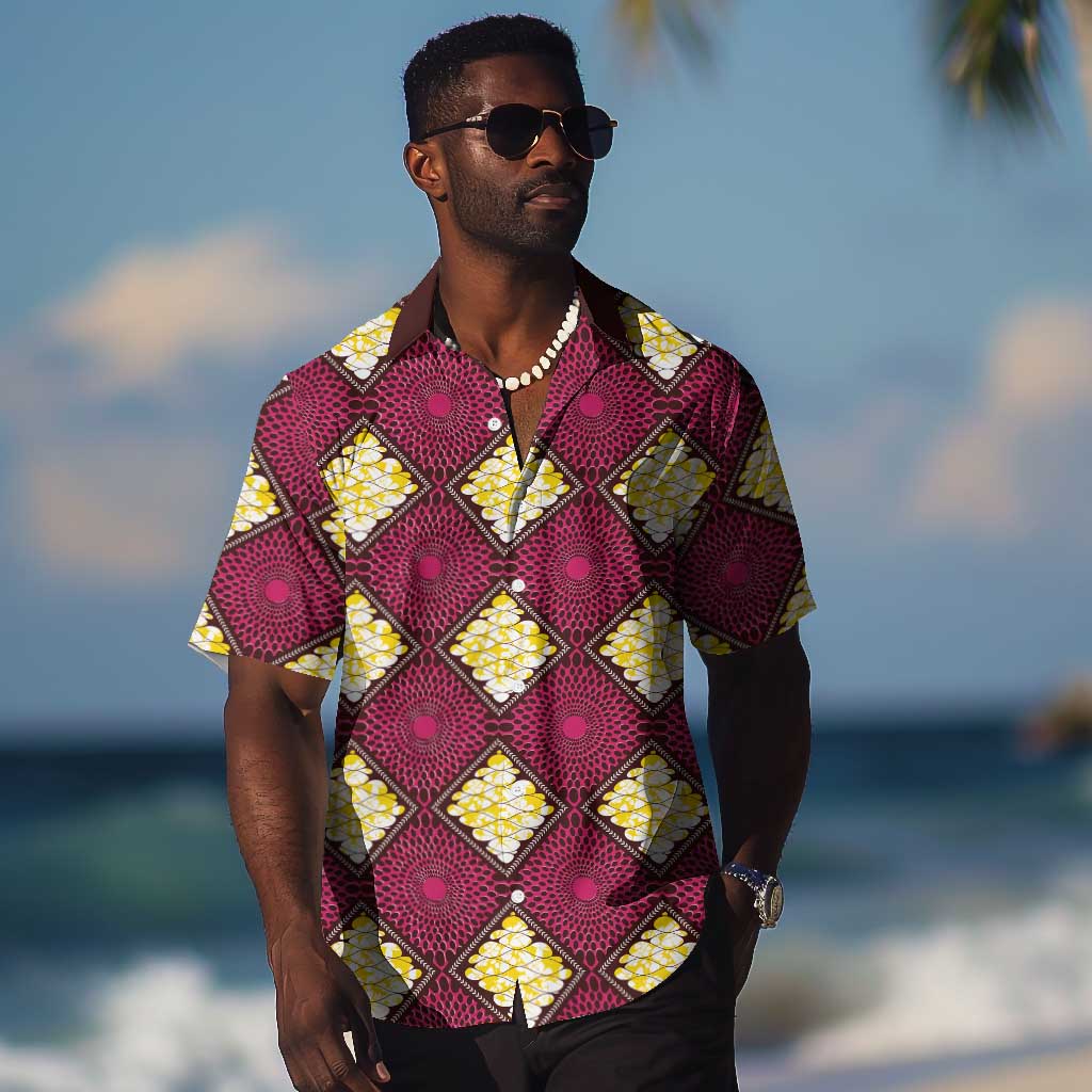 Ruby Gold African Ankara Pattern Hawaiian Shirt