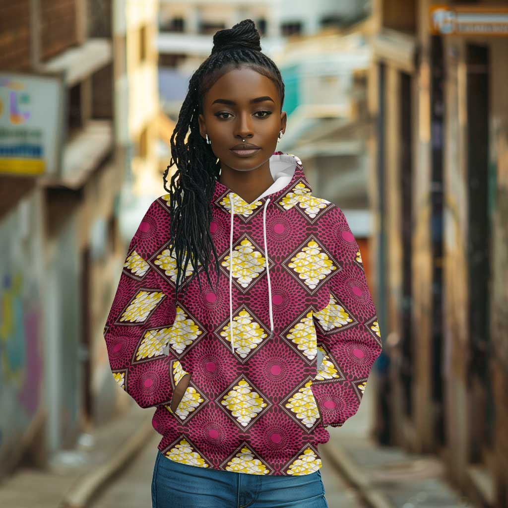 Ruby Gold African Ankara Pattern Hoodie