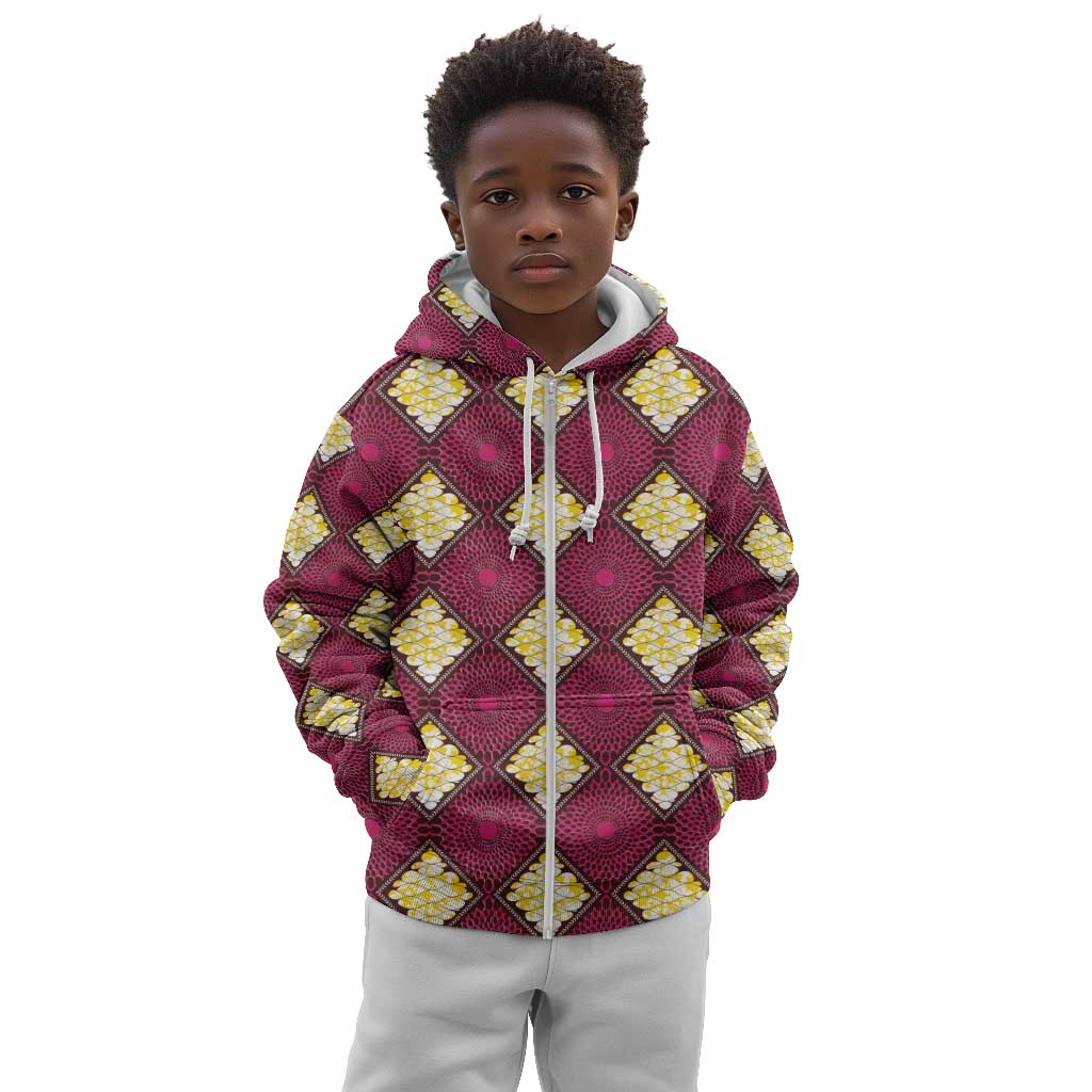 Ruby Gold African Ankara Pattern Kid Hoodie