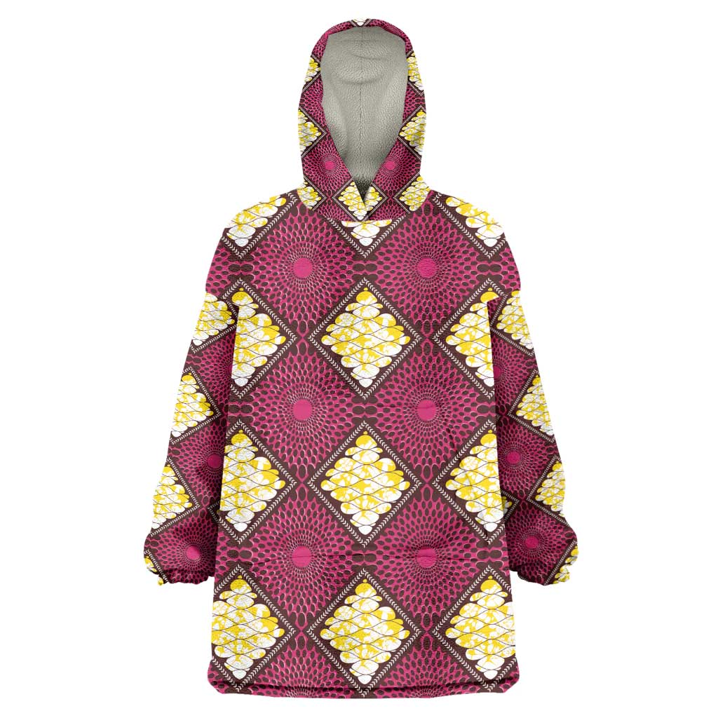 Ruby Gold African Ankara Pattern Kid Wearable Blanket Hoodie