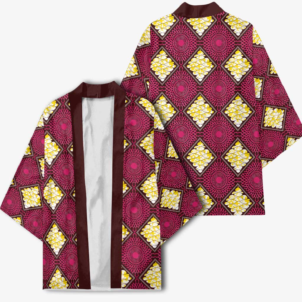 Ruby Gold African Ankara Pattern Kimono