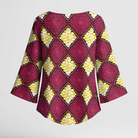 Ruby Gold African Ankara Pattern Kimono Sleeve Blouse