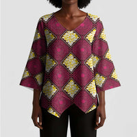 Ruby Gold African Ankara Pattern Kimono Sleeve Blouse